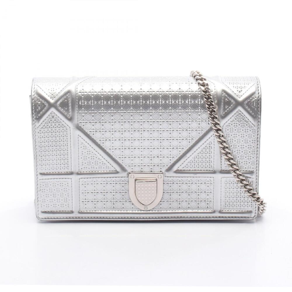 Christian Dior Red Cannage Diorama Bag metallic Silver leather